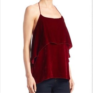 Alice + Olivia Marybeth Layered Velvet Halter Top